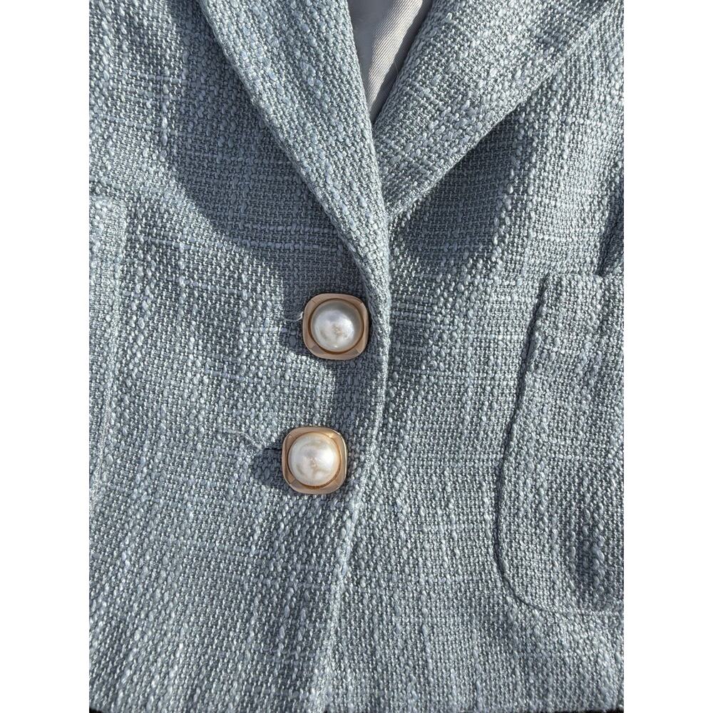 Lulus Perfect Company Light Blue Tweed high waisted shorts Vest Suit size small - Picture 3 of 6